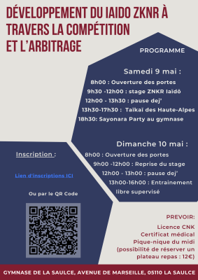Stage Toshinkan09-10 mai 2026La Saulce Inscriptions Ouvertes